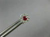 ESTATE .63CT DIAMOND & AAA RUBY 18KT WHITE GOLD 3D FLOWER CLUSTER STUD EARRINGS