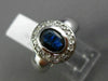 ESTATE LARGE .83CT DIAMOND & SAPPHIRE 14K WHITE GOLD BEZEL HALO ENGAGEMENT RING