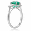ESTATE 2.40CT DIAMOND & AAA OVAL EMERALD PLATINUM 3D THREE STONE ENGAGEMENT RING