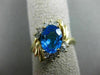 ESTATE WIDE 2.18CT DIAMOND & AAA BLUE TOPAZ 14KT YELLOW GOLD 3D FLOWER FUN RING