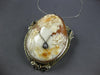 ANTIQUE EXTRA LARGE .38CT DIAMOND & EMERALD 14K WHITE GOLD BROOCH PENDANT #26824