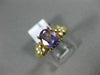 ESTATE 1.02CT DIAMOND & AAA OVAL AMETHYST 14KT YELLOW GOLD 3D FLOWER FUN RING