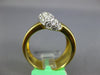 ESTATE LARGE 1.0CT DIAMOND 18KT WHITE AND YELLOW GOLD 3D SEMI MOON FUN RING