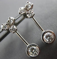 ANTIQUE .64CT DIAMOND 18KT WHITE GOLD CLASSIC SOLITAIRE HANGING EARRINGS #11366