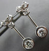 ANTIQUE .64CT DIAMOND 18KT WHITE GOLD CLASSIC SOLITAIRE HANGING EARRINGS #11366