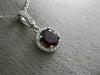ESTATE .63CT DIAMOND & AAA GARNET 14K WHITE GOLD CLASSIC PAVE HALO ROUND PENDANT