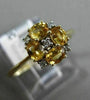 ESTATE .65CT ROUND DIAMOND & AAA OVAL CITRINE 14K YELLOW GOLD FLOWER SQUARE RING