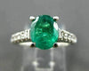 ESTATE 1.50CT DIAMOND & AAA EMERALD 14KT WHITE GOLD OVAL ENGAGEMENT RING #12490