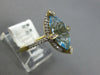 3.74CT DIAMOND & AAA BLUE TOPAZ 14KT YELLOW GOLD MARQUISE & ROUND HALO FUN RING