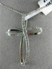 ESTATE LARGE .35CT DIAMOND 14KT WHITE GOLD 3D SWIRL PAVE CROSS PENDANT #11433