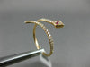 ESTATE WIDE .20CT DIAMOND & AAA RUBY 14KT ROSE GOLD 3D SWIRL SNAKE FUN RING