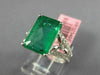 ESTATE LARGE 4.37CT DIAMOND & AAA EMERALD 18KT WHITE GOLD FLOWER ENGAGEMENT RING
