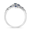 ESTATE WIDE .78CT DIAMOND & AAA SAPPHIRE 14KT WHITE GOLD 3D CLUSTER FUN RING