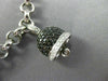 ESTATE 3.01CT WHITE BLACK DIAMOND & MULTI GEM 14K WHITE GOLD BELL CHARM BRACELET
