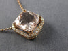 ESTATE LARGE 2.14CT DIAMOND & AAA MORGANITE 14KT ROSE GOLD SQUARE HALO NECKLACE