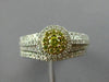 .77CT WHITE & FANCY YELLOW DIAMOND 14K WHITE GOLD 3D CLUSTER ENGAGEMENT RING SET