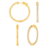 ESTATE 3.0CT DIAMOND 14KT YELLOW GOLD CLASSIC INSIDE OUT HOOP HANGING EARRINGS