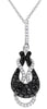 1.43CT WHITE & BLACK DIAMOND 14K WHITE GOLD LOVE KNOT TEAR DROP FLOATING PENDANT