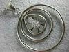 ESTATE LARGE .23CT DIAMOND 18K WHITE GOLD MULTI CIRCULAR FLOWER FLOATING PENDANT
