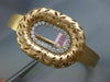 ESTATE LARGE .60CT DIAMOND 14KT ROSE GOLD 3D OVAL FILIGREE LEAF BANGLE BRACELET
