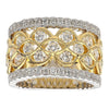 ESTATE WIDE 1.95CT DIAMOND 18KT 2 TONE GOLD MULTI ROW ETERNITY ANNIVERSARY RING