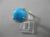 ESTATE WIDE 1.11CT DIAMOND & AAA TURQUOISE 14KT WHITE GOLD HALO FUN RING #18927