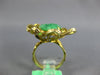 ANTIQUE LARGE AAA JADEITE 18KT YELLOW GOLD 3D HANDCRAFTED FLOWER FUN RING