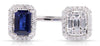 ESTATE .90CT DIAMOND & AAA SAPPHIRE 14KT WHITE GOLD 3D CLASSIC SQUARE LOVE RING