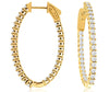 2.0CT DIAMOND 14KT YELLOW GOLD 3D ROUND INSIDE OUT 3D OVAL HOOP HANGING EARRINGS