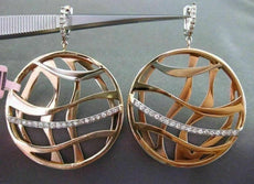 ESTATE LARGE .16CT DIAMOND 14K WHITE & ROSE GOLD 3D CIRCULAR MULTI WAVE EARRINGS