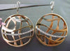 ESTATE LARGE .16CT DIAMOND 14K WHITE & ROSE GOLD 3D CIRCULAR MULTI WAVE EARRINGS