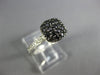 ESTATE .77CT WHITE & BLACK DIAMOND 14KT WHITE GOLD 3D CLUSTER SQUARE FUN RING
