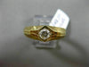 ESTATE .23CT DIAMOND 14KT YELLOW GOLD 3D MATTE & SHINY SOLITAIRE GYPSY MENS RING