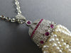 1.48CT DIAMOND & AAA RUBY & SOUTH SEA PEARL 18KT WHITE GOLD CHANDELIER NECKLACE
