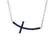 ESTATE .76CT AAA SAPPHIRE 18KT WHITE GOLD 3D SIDEWAYS CROSS FUN NECKLACE