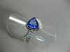 ESTATE WIDE 1.68CT DIAMOND & AAA TANZANITE 14K WHITE GOLD 3D TRILLION RING #2454