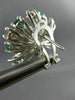 ANTIQUE 2.46CT DIAMOND & AAA EMERALD 14KT WHITE GOLD 3D CLUSTER EARRINGS  #21900