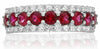ESTATE WIDE 1.68CT DIAMOND & AAA RUBY 14KT WHITE GOLD THREE ROW ANNIVERSARY RING