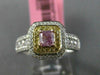 ESTATE GIA .93CT DIAMOND 18KT TWO TONE GOLD 3D HALO CUSHION CUT ENGAGEMENT RING