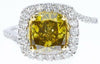 CERTIFIED 3.10CT WHITE & FANCY DEEP BROWN YELLOW DIAMOND 18KT 2 TONE GOLD RING