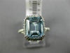 ESTATE LARGE 2.52CT DIAMOND & AQUAMARINE 14KT WHITE GOLD 3D HALO ENGAGEMENT RING