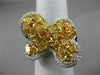 ESTATE LARGE 4.12CT WHITE & FANCY YELLOW DIAMOND 18K 2 TONE GOLD 3D FLOWER RING