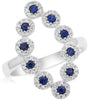 LARGE .76CT DIAMOND & AAA SAPPHIRE 14KT WHITE GOLD OPEN MARQUISE SHAPE FUN RING