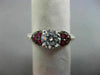 ESTATE 1.46CT DIAMOND & AAA RUBY 14KT WHITE GOLD 3D HEART SHAPE ENGAGEMENT RING