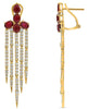 4.87CT DIAMOND & AAA RUBY 14KT YELLOW GOLD MULTI ROW CHANDELIER HANGING EARRINGS