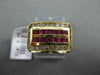 ESTATE 1.40CTW ROUND DIAMOND & AAA RUBY 14KT YELLOW GOLD SQUARE COCKTAIL RING