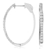 ESTATE 1.0CT DIAMOND 14K WHITE GOLD 3D CLASSIC BAMBOO OVAL HOOP HANGING EARRINGS