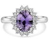 WIDE 2.28CT DIAMOND & AAA PURPLE SAPPHIRE 14KT WHITE GOLD FLOWER ENGAGEMENT RING