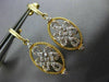 ESTATE .11CT DIAMOND 14K 2 TONE GOLD FILIGREE FLOWER LOVE KNOT HANGING EARRINGS