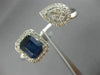 LARGE 2.50CT DIAMOND & AAA SAPPHIRE 14K WHITE GOLD 3D CLUSTER DOUBLE FINGER RING